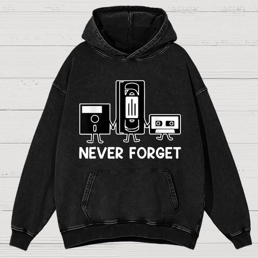 Never Forget Cassette Tape VHS Gamer Old School Funny Vintage Distressed Hoodie
