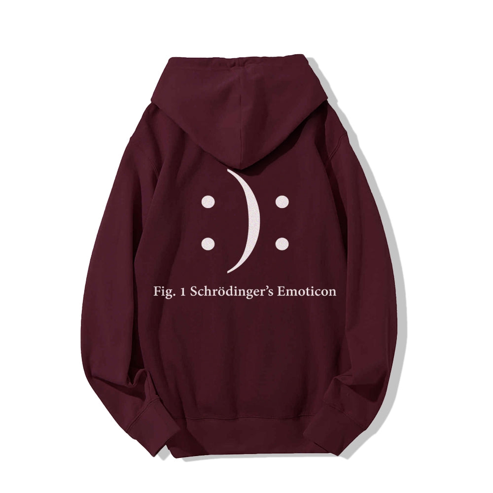 Schrodinger's Emoticon Printed Back Unisex Cotton Hoodie