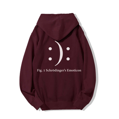 Schrodinger's Emoticon Printed Back Unisex Cotton Hoodie