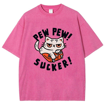 Pew Pew Sucker Vintage Distressed T-shirt