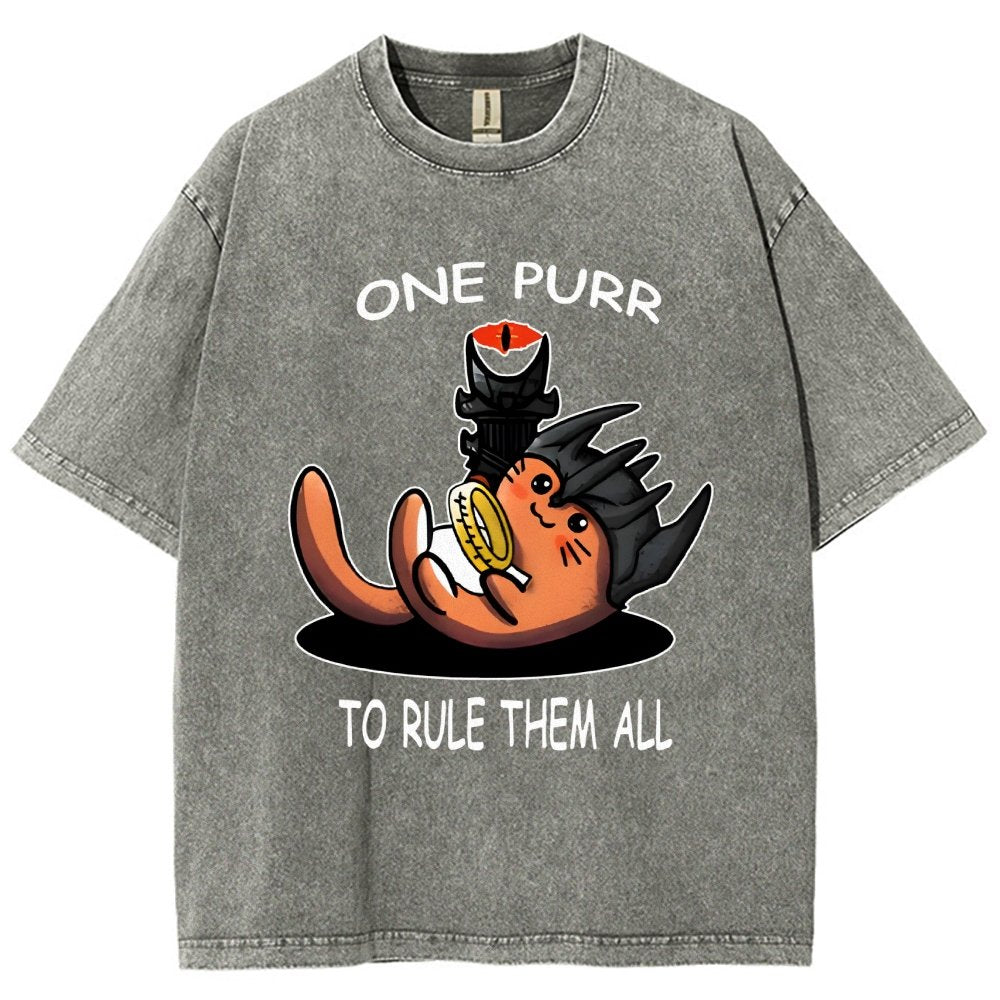 One Purr to Reign Them All Vintage Distressed T-shirt
