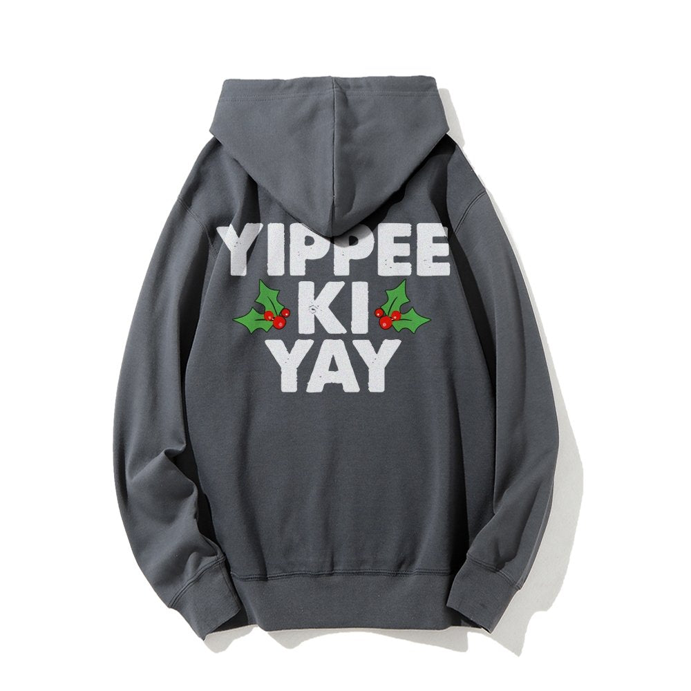 Yippee-Ki-Yay Printed Back Unisex Cotton Hoodie