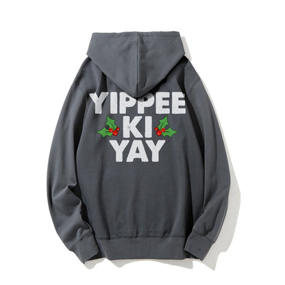 Yippee-Ki-Yay Printed Back Unisex Cotton Hoodie