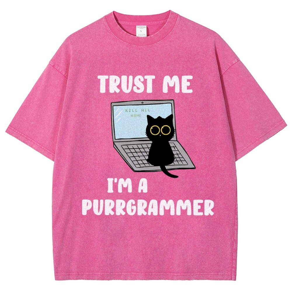 I'm A Purrgrammer Funny Cat Nerdy Vintage Distressed T-shirt