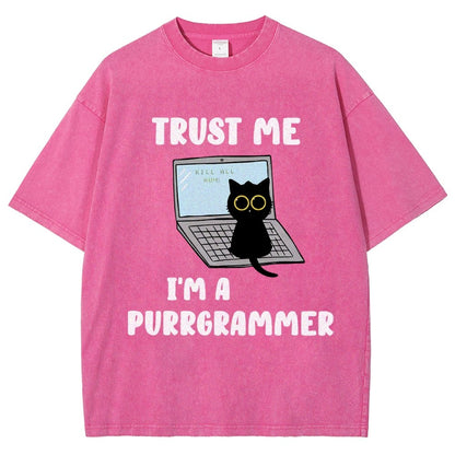 I'm A Purrgrammer Funny Cat Nerdy Vintage Distressed T-shirt