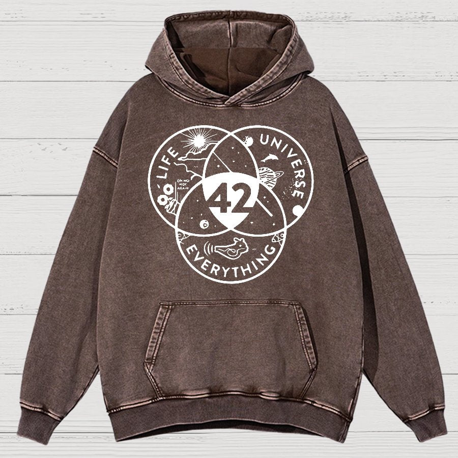 42 Answer To Life The Universe Vintage Distressed Hoodie
