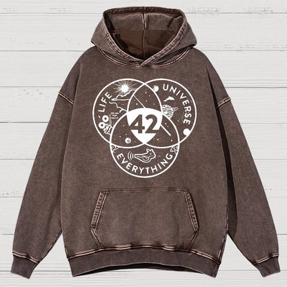 42 Answer To Life The Universe Vintage Distressed Hoodie