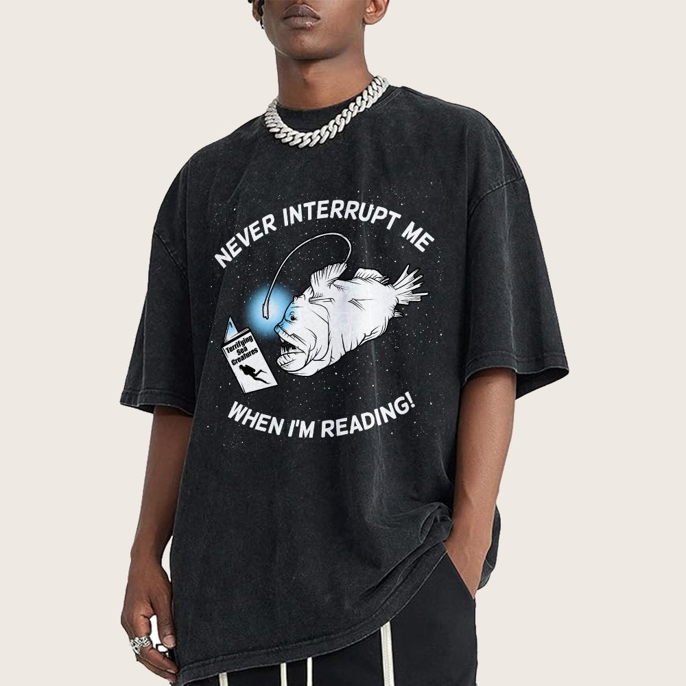 Angler Fish Reading Vintage Distressed T-shirt