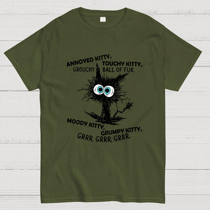 Annoyed Kitty Touchy Kitty Grouchy Ball Funny Geeky T-Shirt