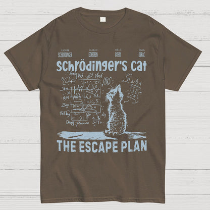 Schrodinger's Cat Escape Plan Interesting Physics Science Geek T-Shirt