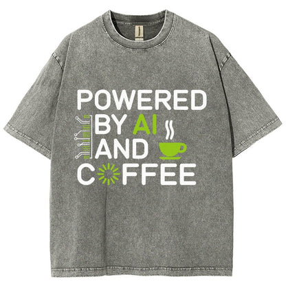 Powered By AI And Coffee Vintage Distressed T-shirt