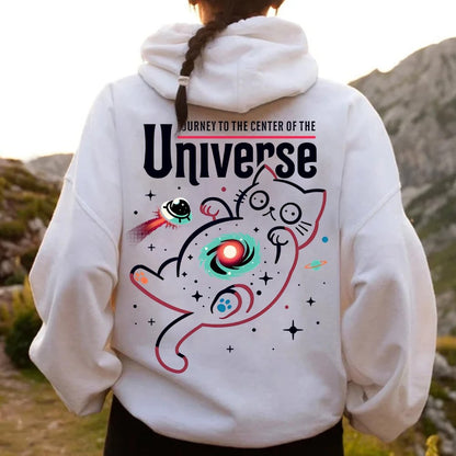 Journey to the Center of the Universe Geek Printed Back Cotton Hoodie