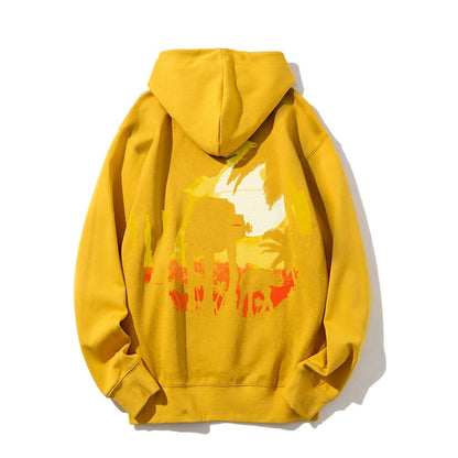 Tropical Attack Printed Back Cotton Hoodie