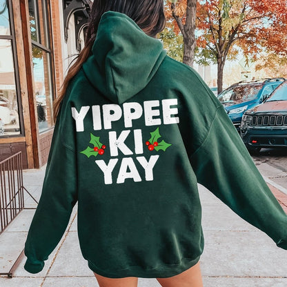 Yippee-Ki-Yay Printed Back Unisex Cotton Hoodie