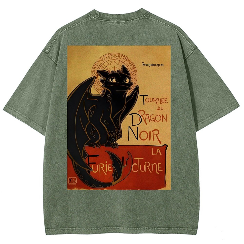Le Dragon Noir Back Washed T-Shirt