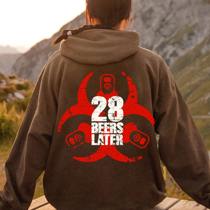 28 beers later Printed Back Unisex Cotton Hoodie