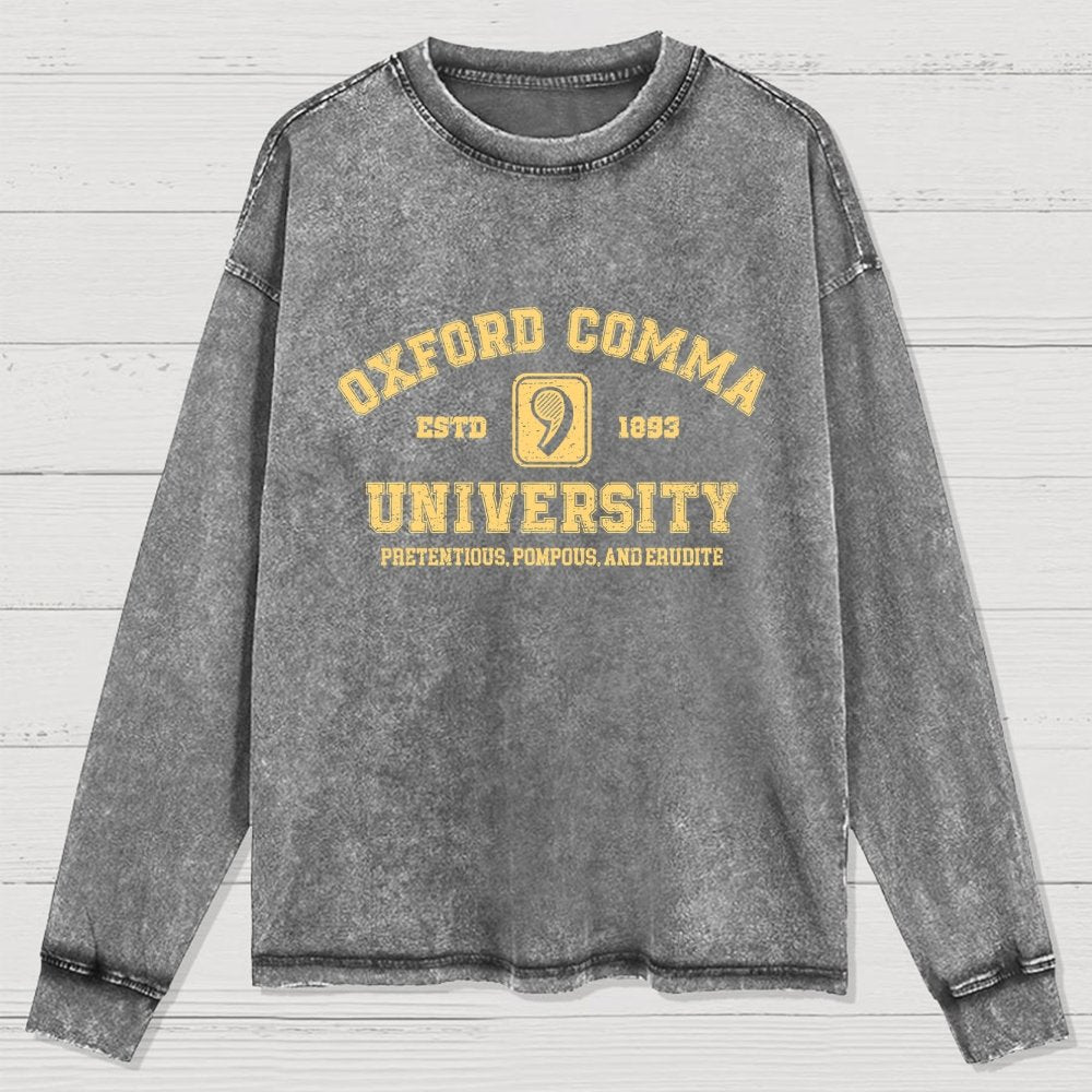 Oxford Comma University Washed Long Sleeve Tee