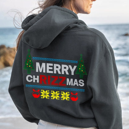 MERRY CHRIZZMAS Printed Back Unisex Cotton Hoodie