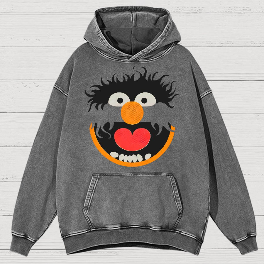 Retro Pop Culture Puppet Face 2 Vintage Distressed Hoodie