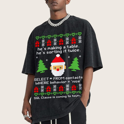 He's Making A Table Christmas Vintage Distressed T-shirt