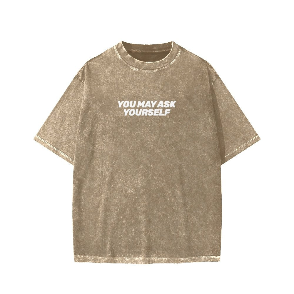 Techno Apocalypse Front And Back Printing Washed T-shirt