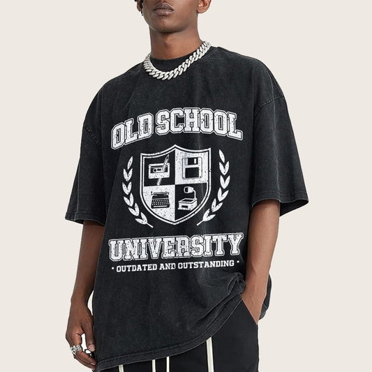 Old School University Vintage Distressed T-shirt