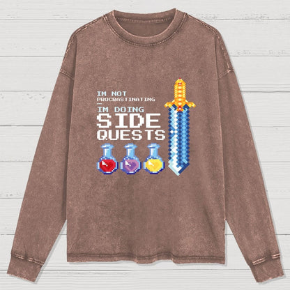 I'm Not Procrastinating I'm Doing Side Quests Washed Long Sleeve Tee