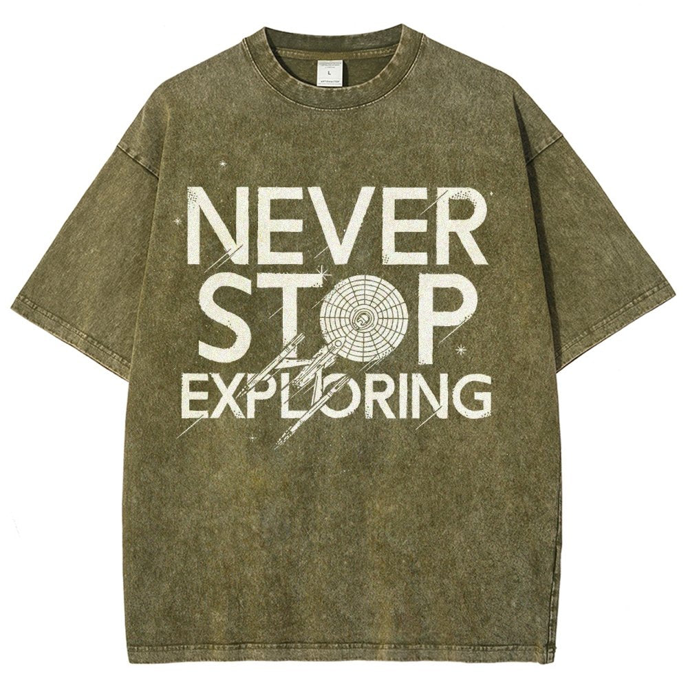 Never Stop Exploring Vintage Distressed T-shirt