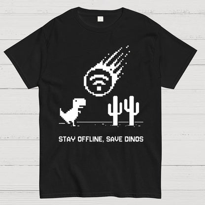 Stay Offline, Save dinos Geek T-Shirt