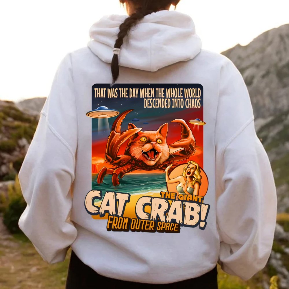The Giant Cat Crab Geek Printed Back Cotton Hoodie
