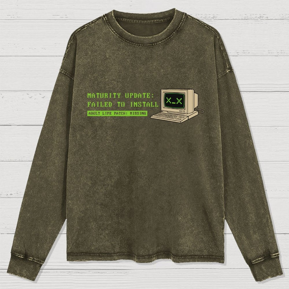 Adult Life Patch Missing Washed Long Sleeve Tee