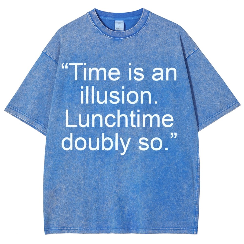 Douglas Adams - “Time is an illusion. Lunchtime doubly so.” Vintage Distressed T-shirt