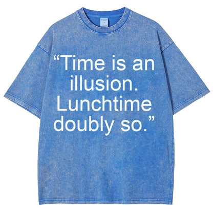 Douglas Adams - “Time is an illusion. Lunchtime doubly so.” Vintage Distressed T-shirt