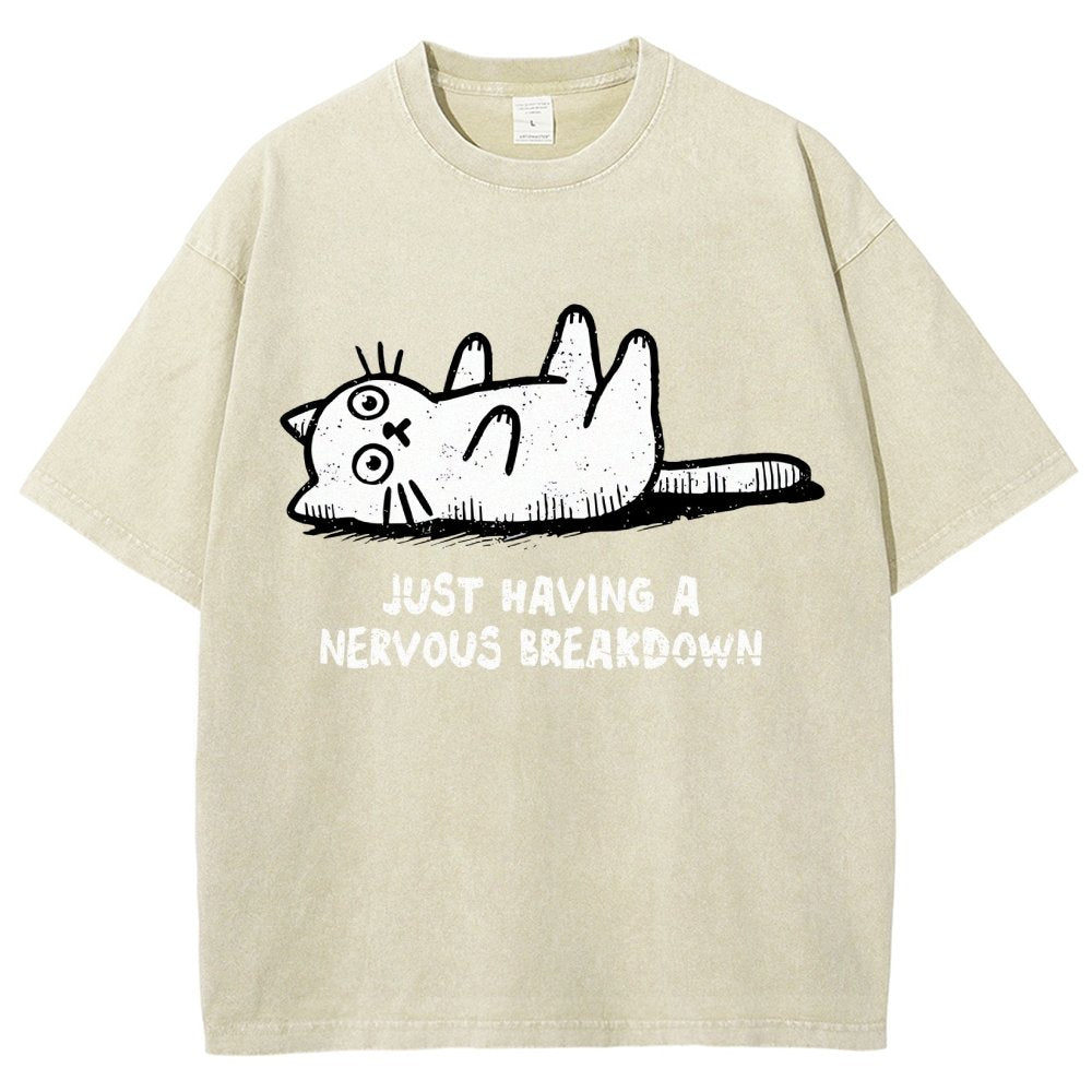 Nervous Breakdown Cat Vintage Distressed T-shirt