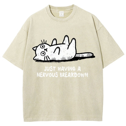 Nervous Breakdown Cat Vintage Distressed T-shirt