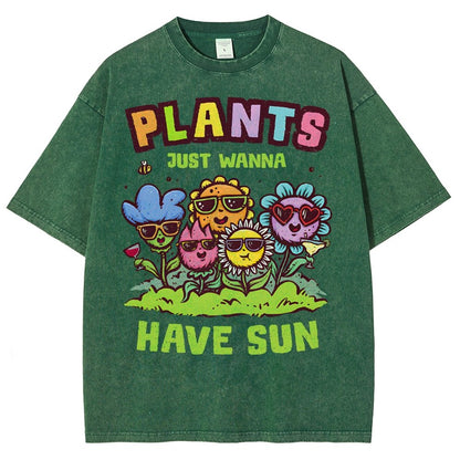 Plants Just Wanna Have Sun Vintage Distressed T-shirt