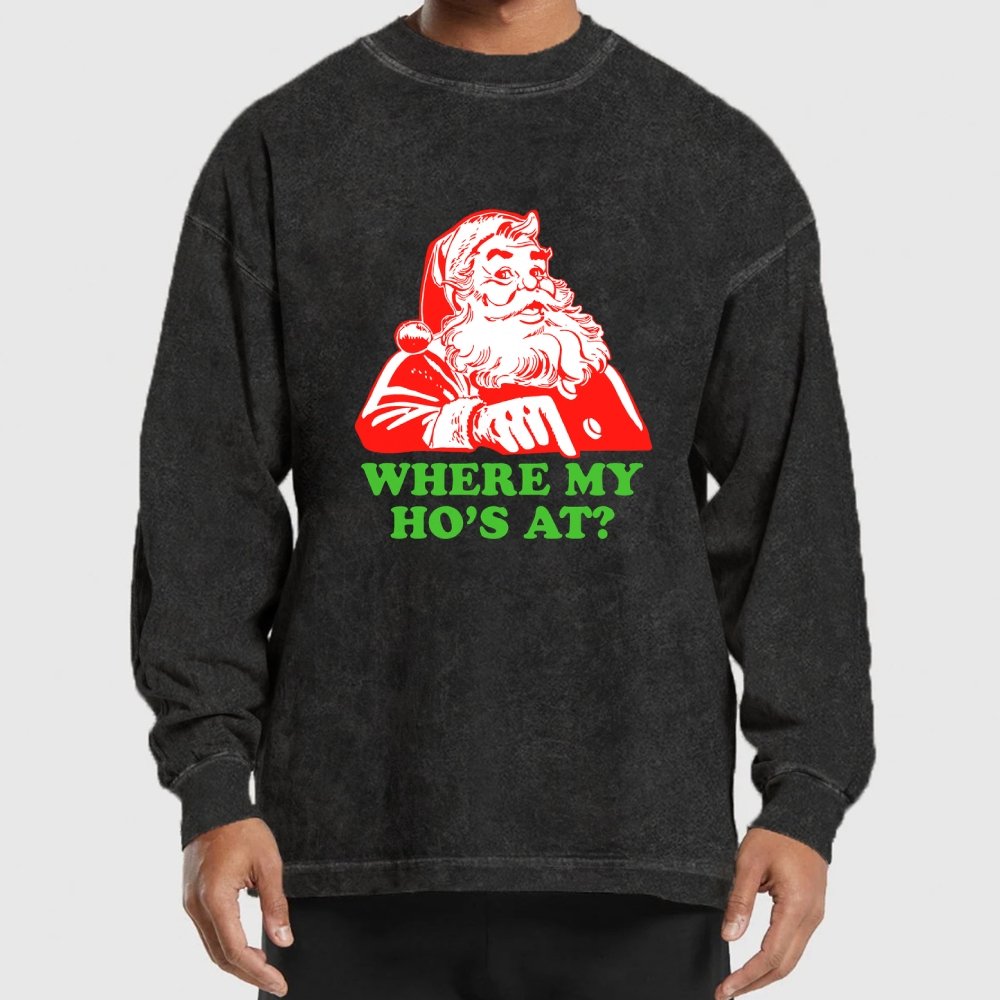 Ho Ho Ho Christmas Washed Long Sleeve Tee