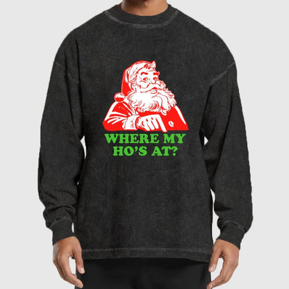 Ho Ho Ho Christmas Washed Long Sleeve Tee