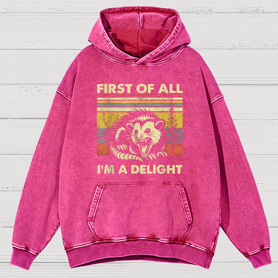 First Of All I'm A Delight Sarcastic Vintage Distressed Hoodie