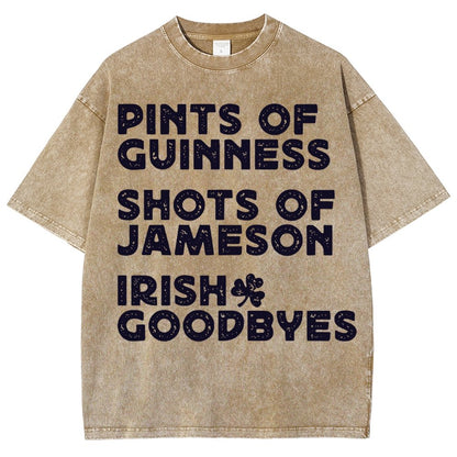 Pints Shots Goodbyes-St. Patrick's Day Vintage Distressed T-shirt