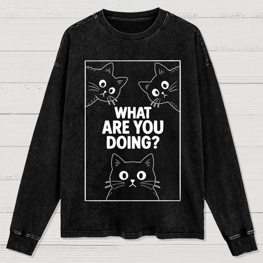 What Are You Doing Washed Long Sleeve Tee