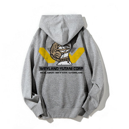 Mysterious Creatures Building Better Worlds Printed Back Unisex Cotton Hoodie