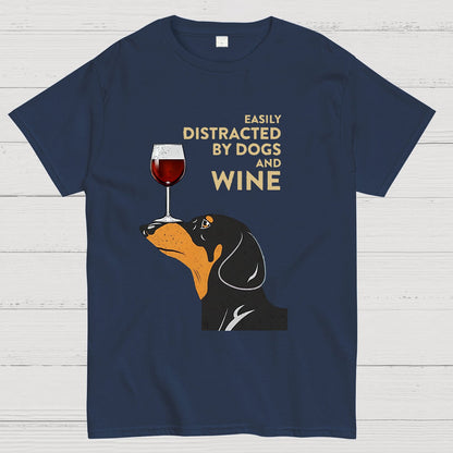 Easily Distracted By Dogs And Wine Geeky T-Shirt