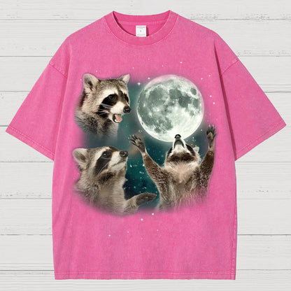 Three Raccoons Moon Vintage Distressed T-shirt