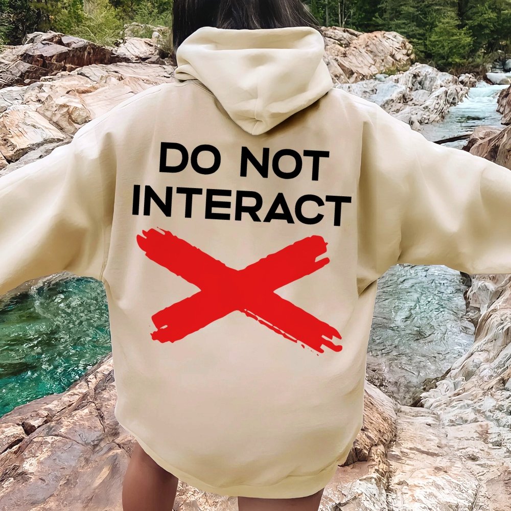 Do Not Interact Printed Back Unisex Cotton Hoodie