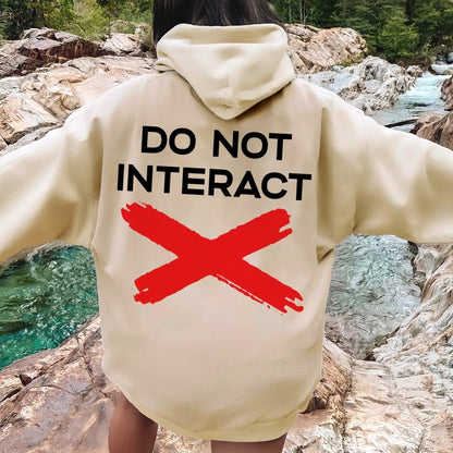 Do Not Interact Printed Back Unisex Cotton Hoodie