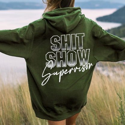 Shit Show Supervisor Printed Back Unisex Cotton Hoodie
