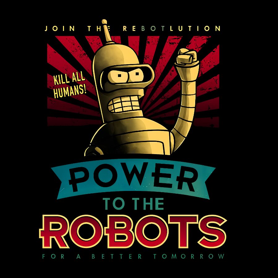 Power To The Robots Geek T-Shirt