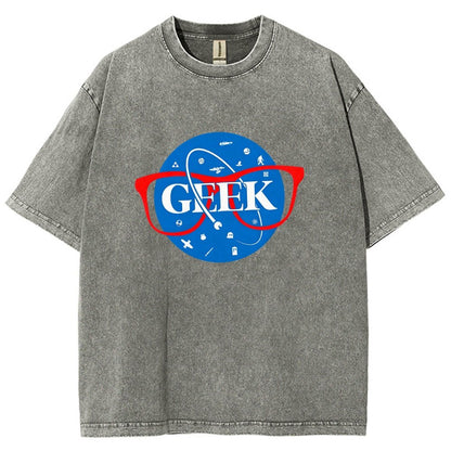 GEEK Space Patch Vintage Distressed T-shirt