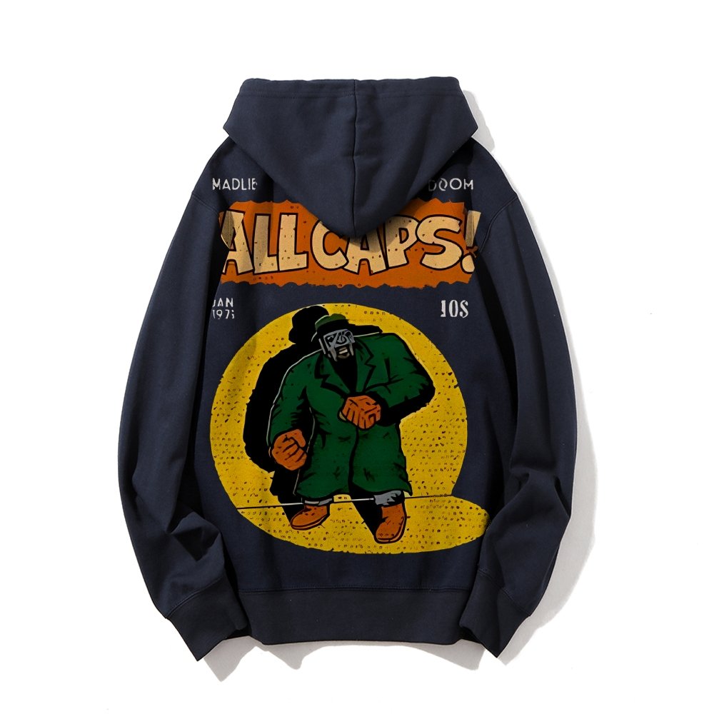Vintage Hip-Hop Mf Graphic Printed Back Cotton Hoodie